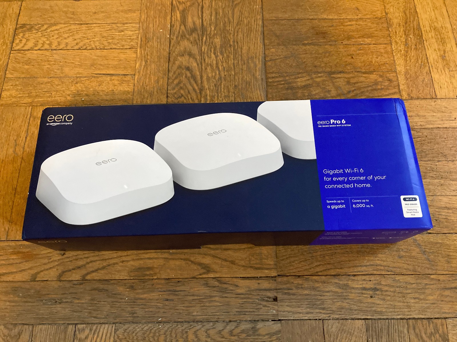 eero Pro 6 Tri-Band Mesh WiFi System, 3-Pack, Used, w/Chargers and Box