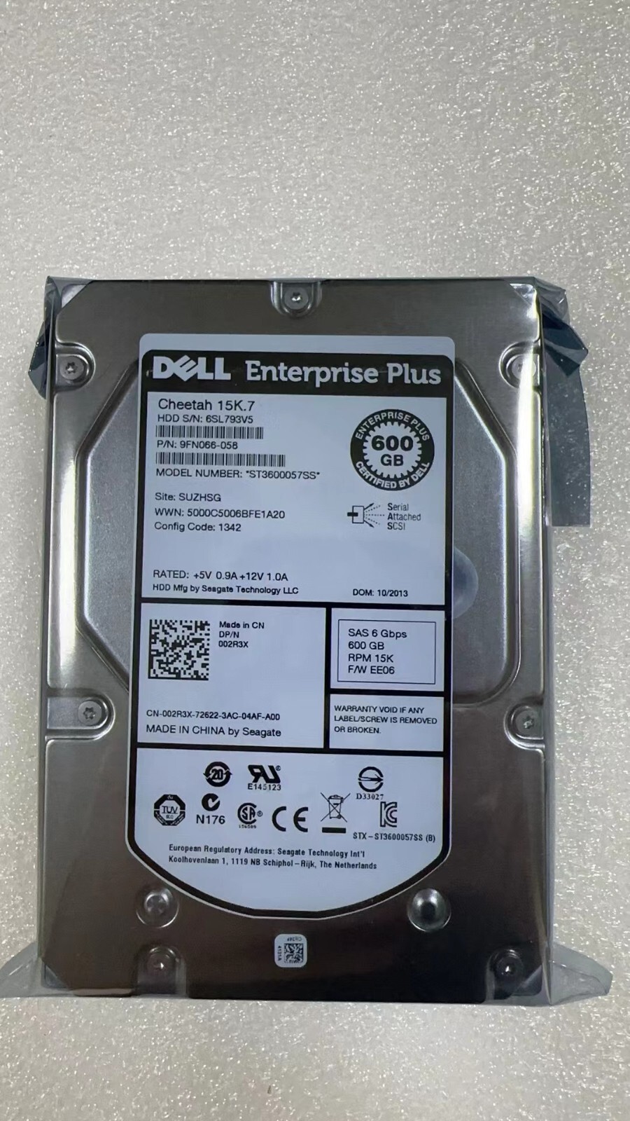 Dell Equallogic 600G 15K SAS Hard drive 02R3X 002R3X PS6010 PS6100 PS6110 9FN066