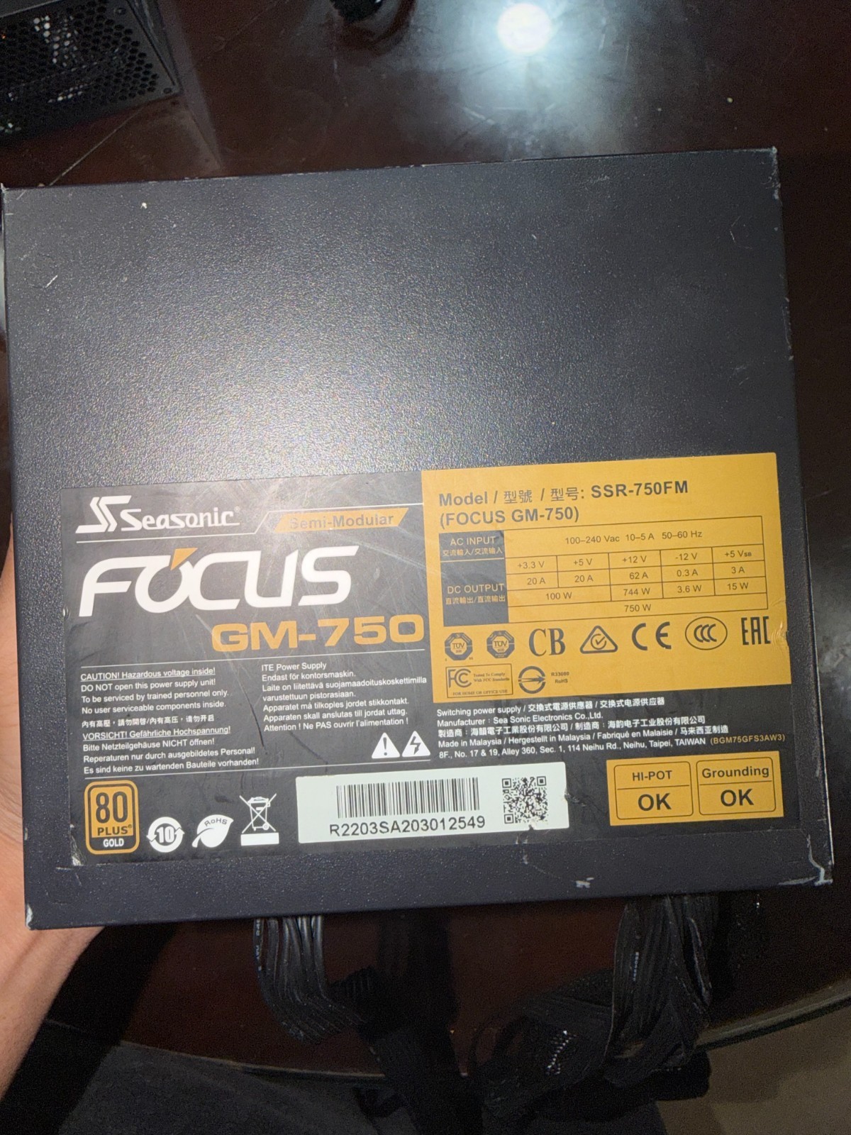 SeaSonic Focus GM-750 SSR-750FM 80 Plus Gold 750W Semi Modular Power Supply