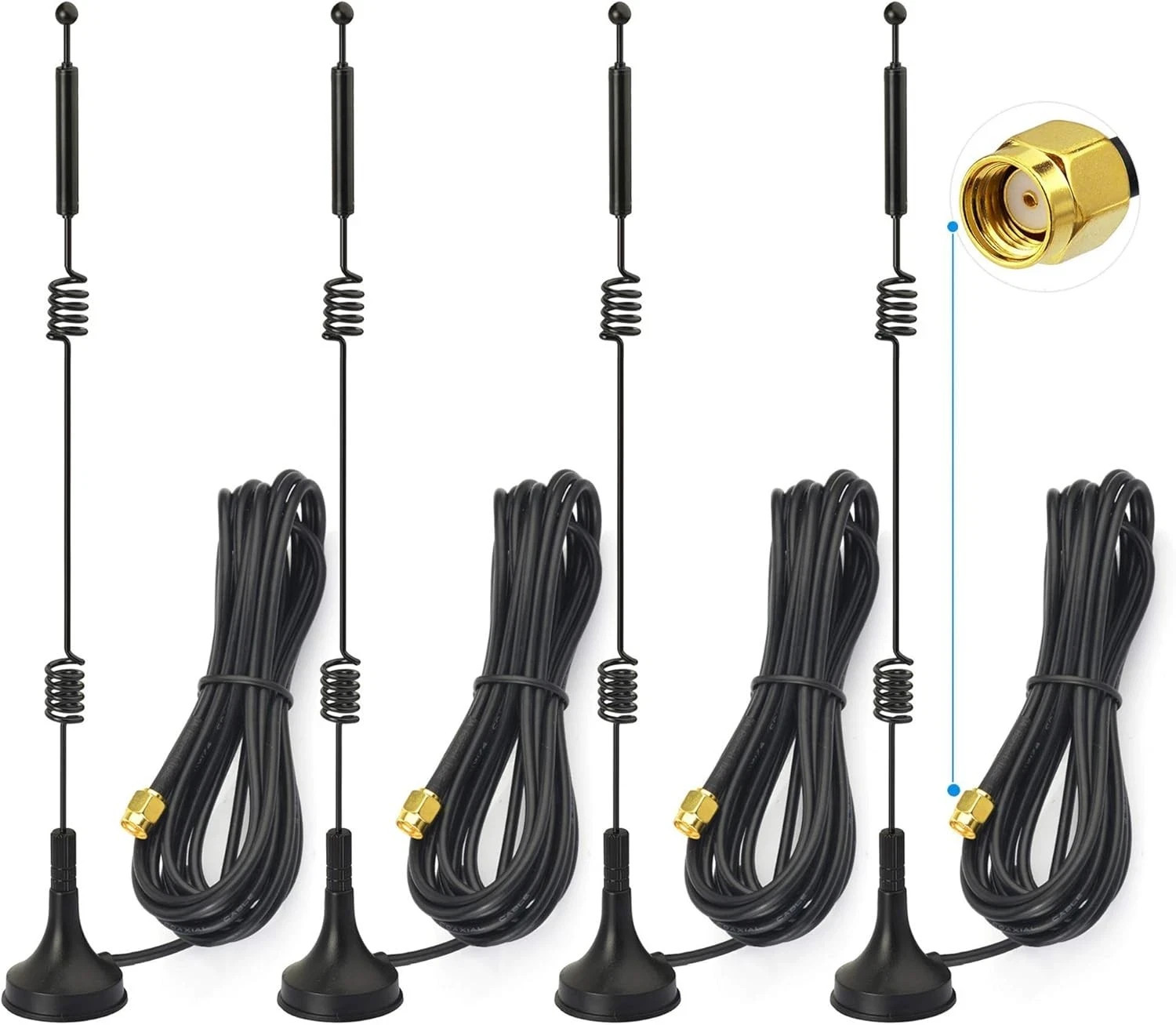 Bingfu Dual Band WiFi 2.4GHz 5GHz 5.8GHz 9dBi 4-Pack [RP-SMA] Male Antenna
