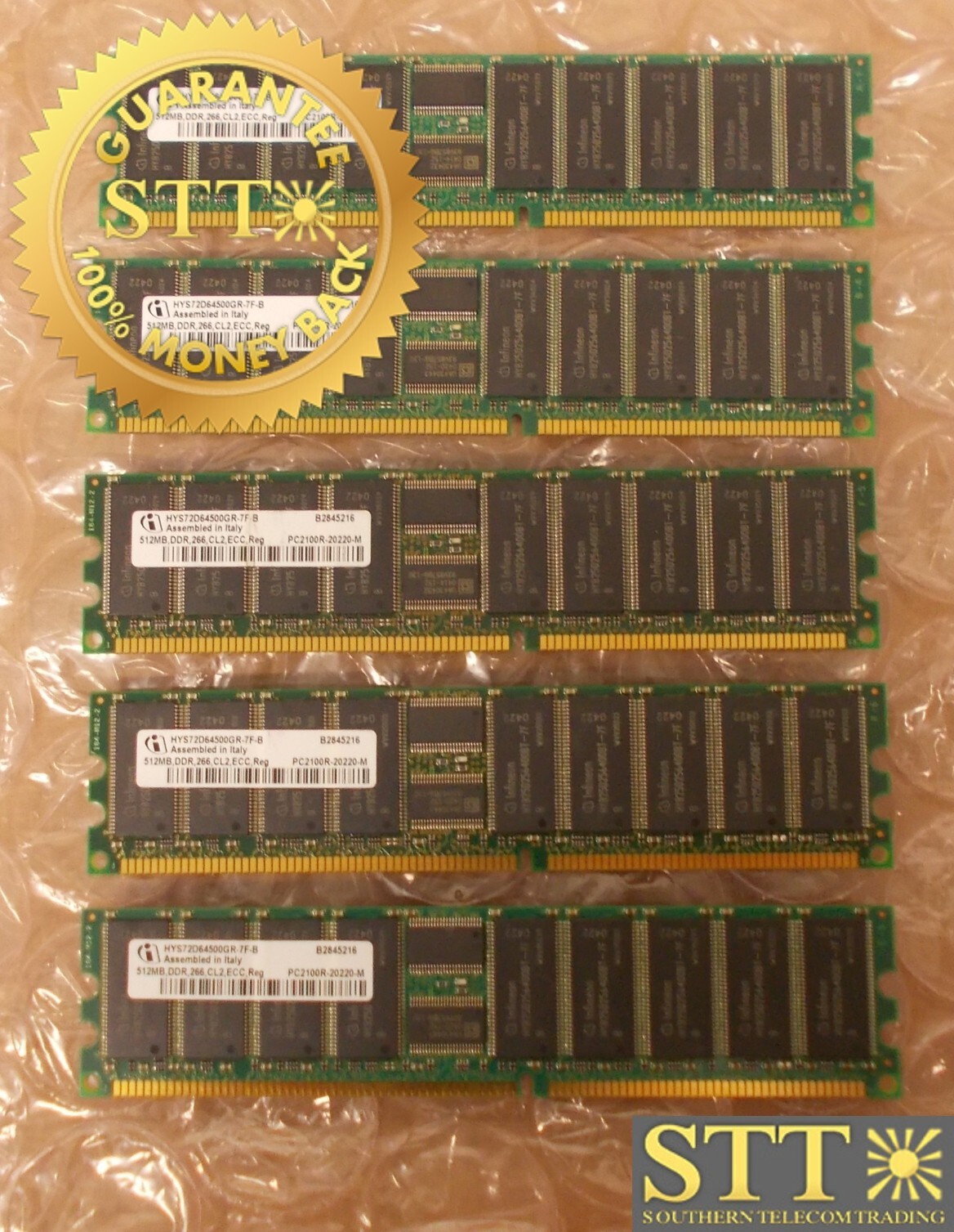 HYS72D64500GR-7F-B INFINEON 512MB PC2100 DDR-266MHZ REG ECC DIMM (LOT OF 5)