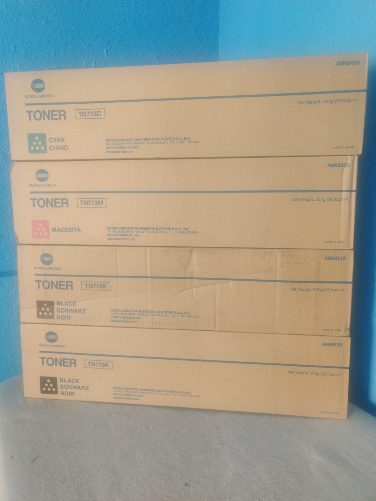 Genuine OEM Konica Minolta TN713 CMKK Toner Set for Bizhub C659 & C759 (New)