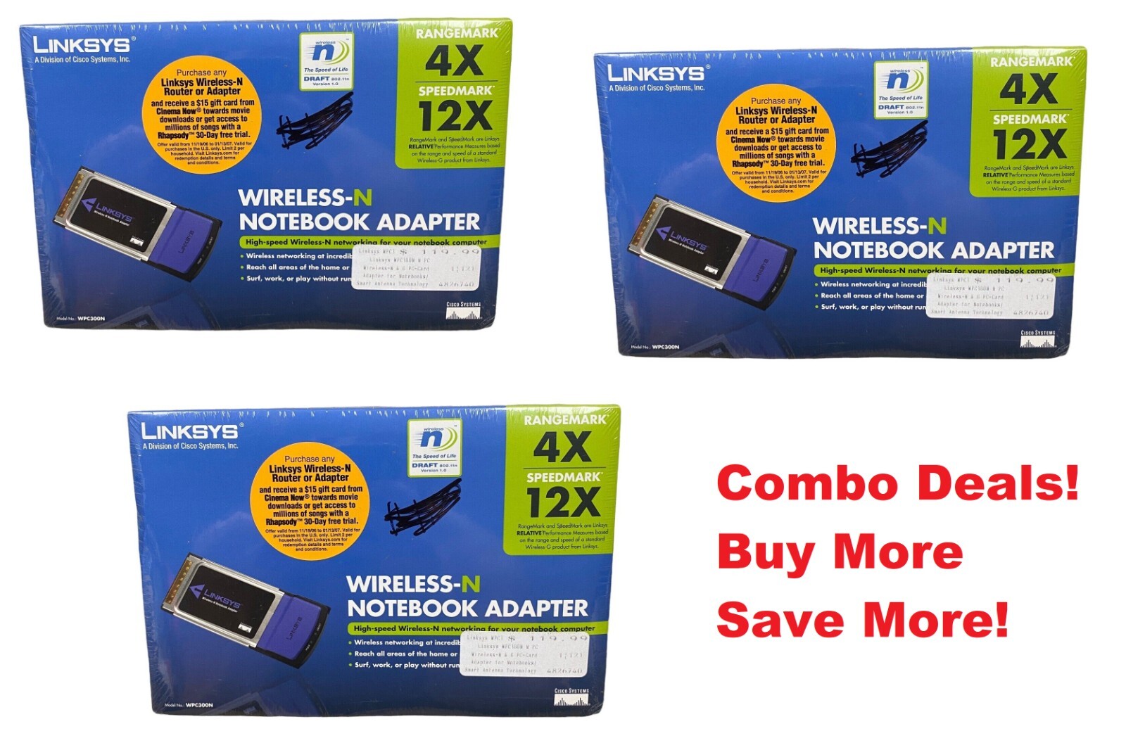 3x Cisco Linksys Wireless-G Notebook Adapter CardBus Wifi Notebook Card Laptop