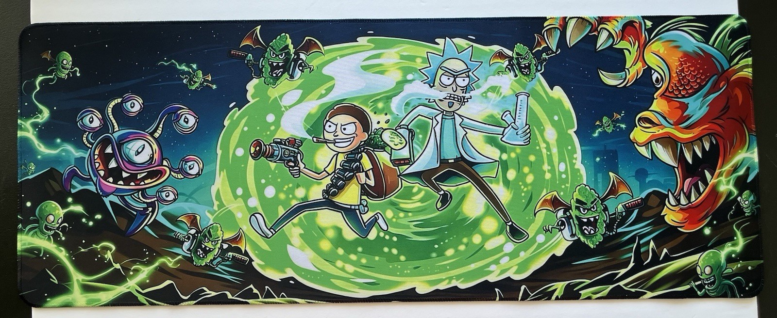 Rick And Morty Fighting monsters 31.5x15.75 Gaming Computer desk mat 