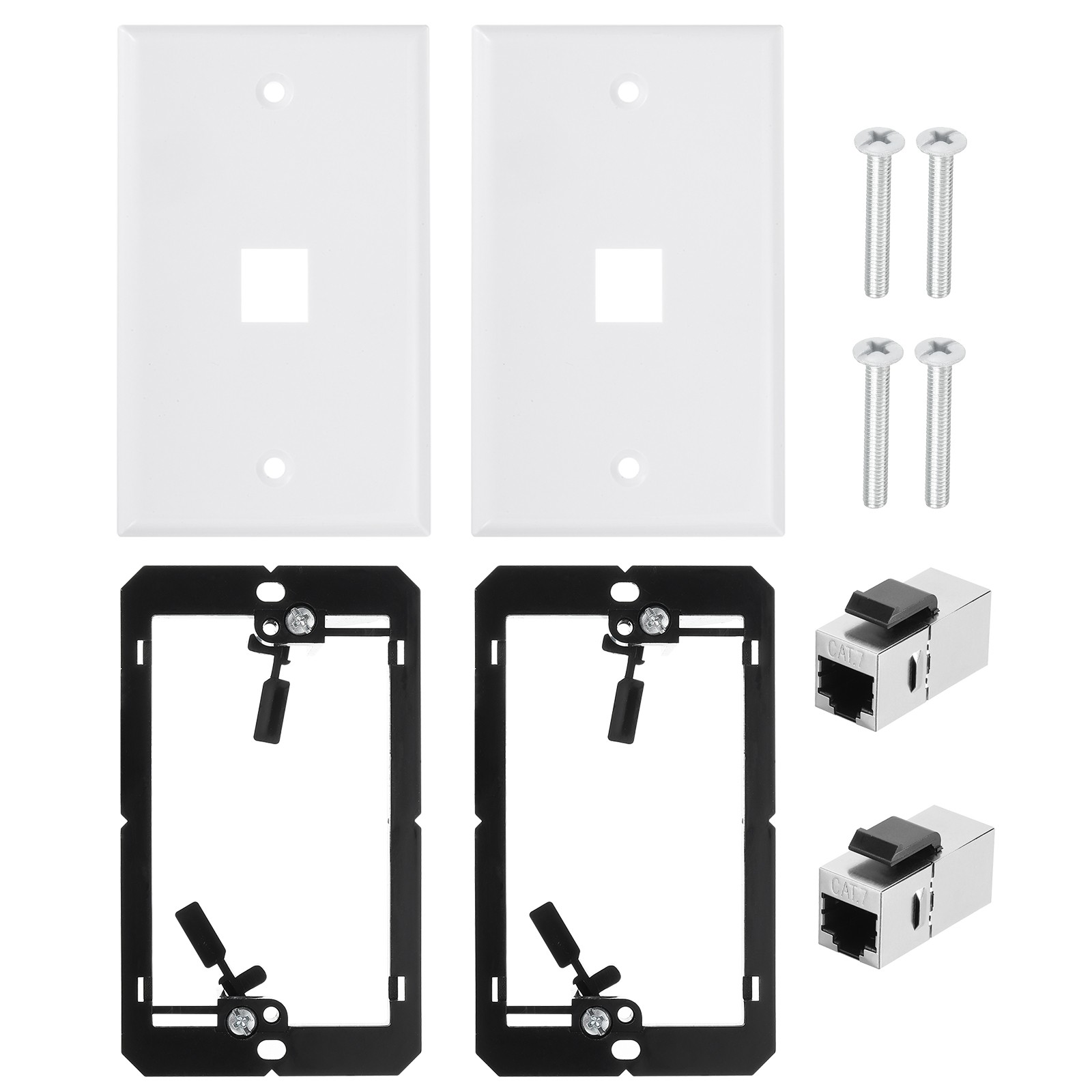 2 Pack Ethernet Wall Plates 1 Port Cat 7 Ethernet Wall Outlet Jack RJ45 Coupler