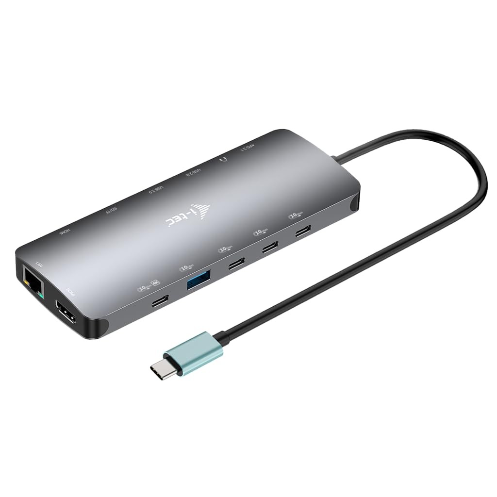 i-tec USB-C 4K Metal Nano Dock - 2x HDMI, 4x USB-C (10Gbps), 1x USB-A (10Gbps),