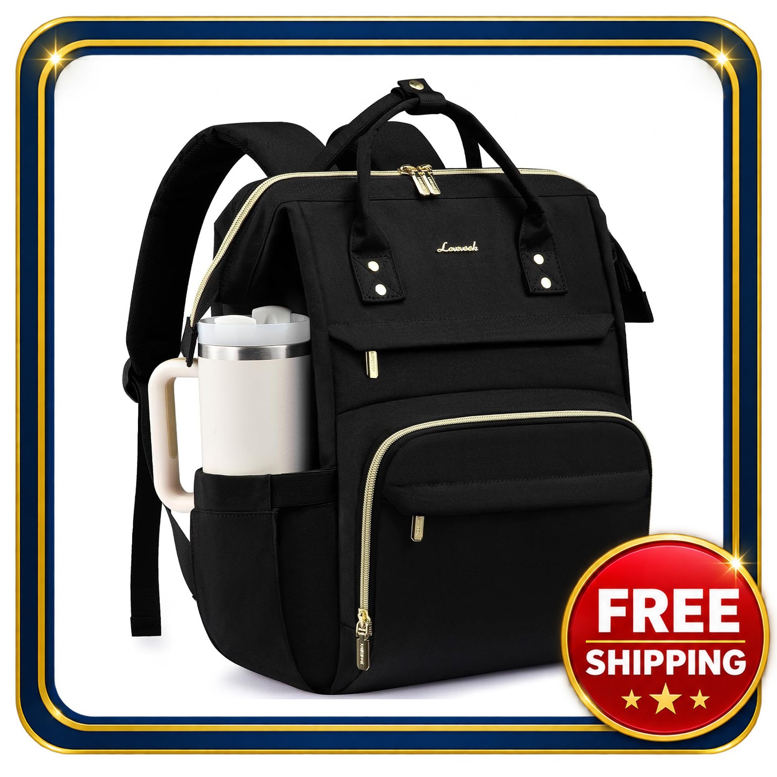 Laptop Backpack for Women with Tumbler Holder 15.6 inch capacity