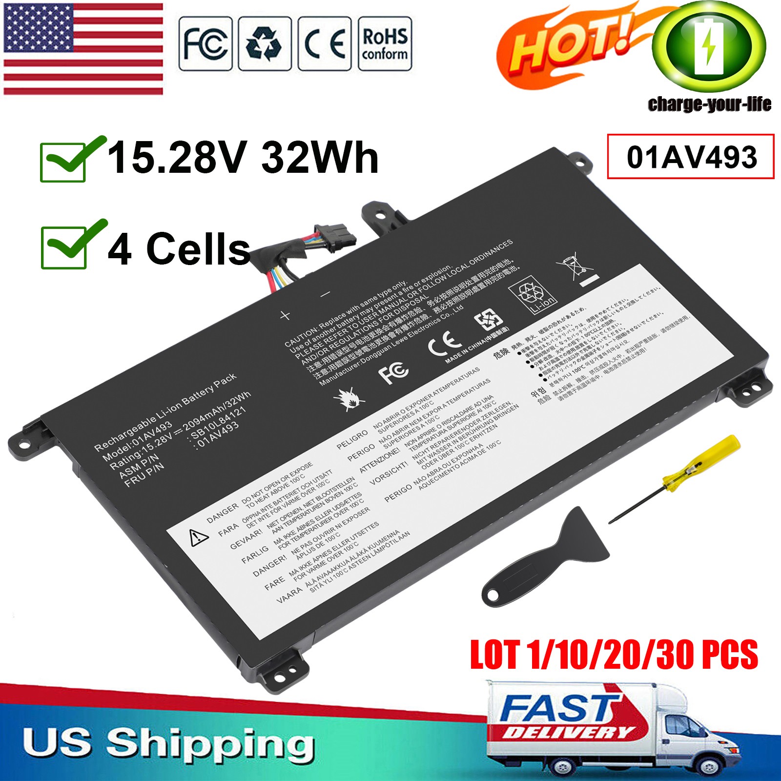 ✅LOT 01AV493 00UR891 Battery for Lenovo ThinkPad T570 T580 P51S P52S 00UR890 NEW