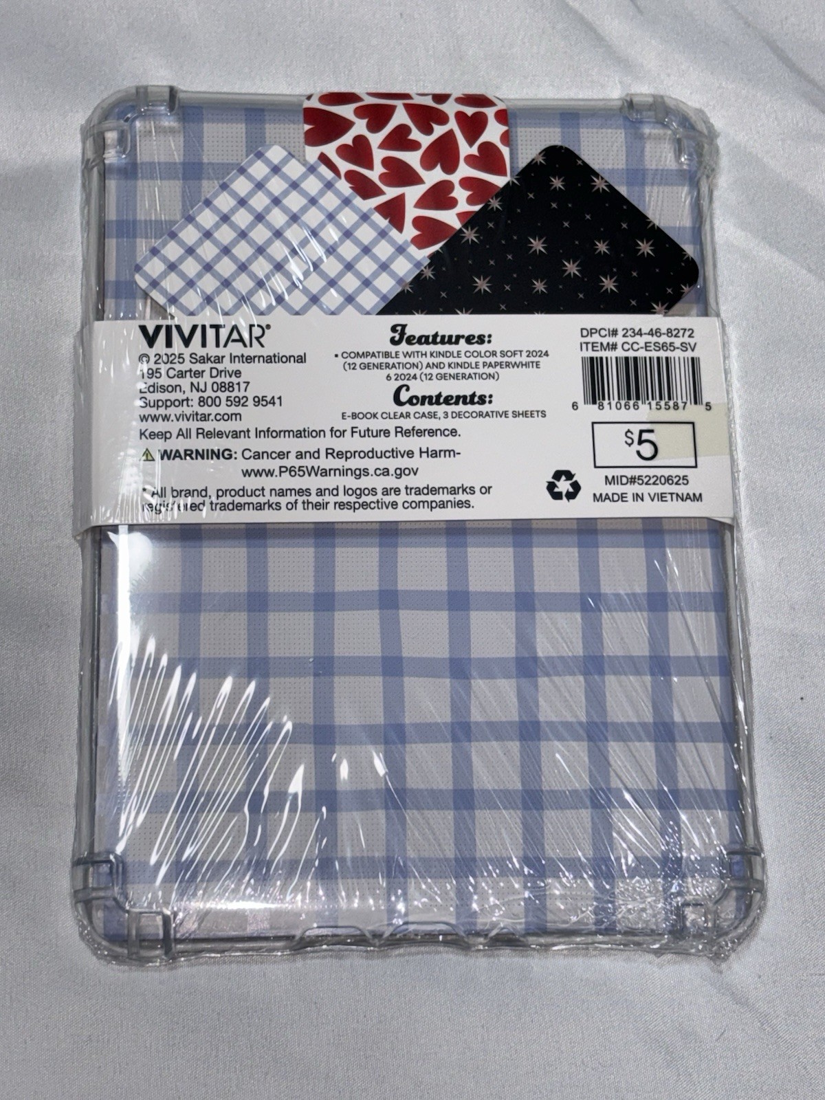 Vivitar Clear Back Cover for Kindle Color Soft 2024 & Paperwhite 6, Decorative