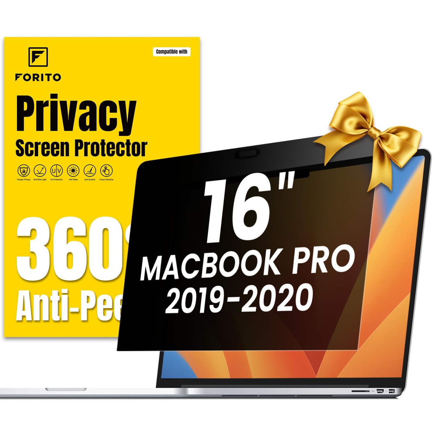 F FORITO 360° Privacy Screen Protector Compatible with MacBook Pro 16 inch (2019