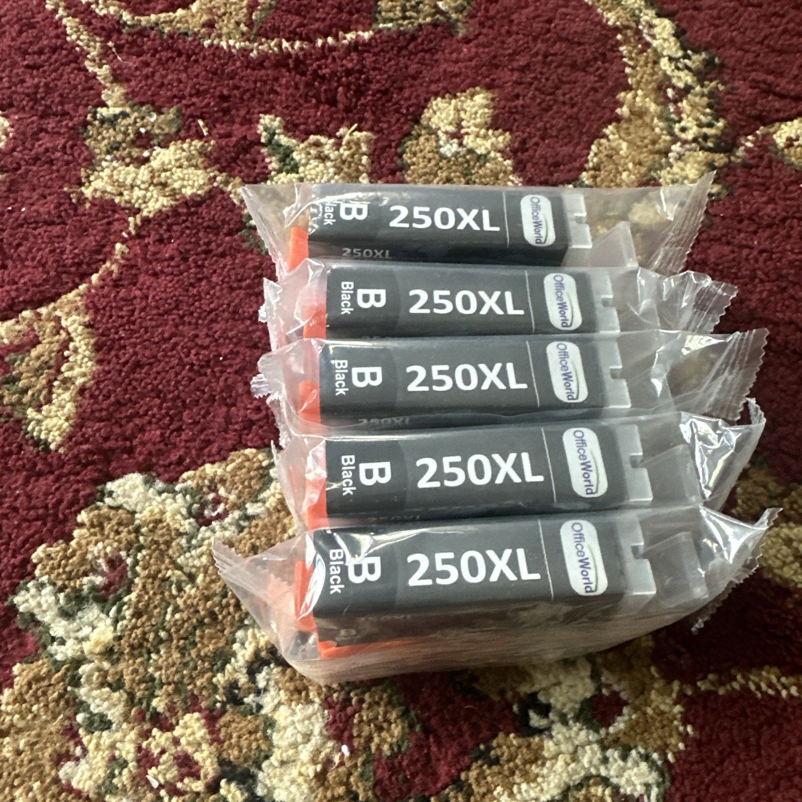 5 Pack of Office World 250 XL Black Inkjet Printer Cartridges-5 Sealed