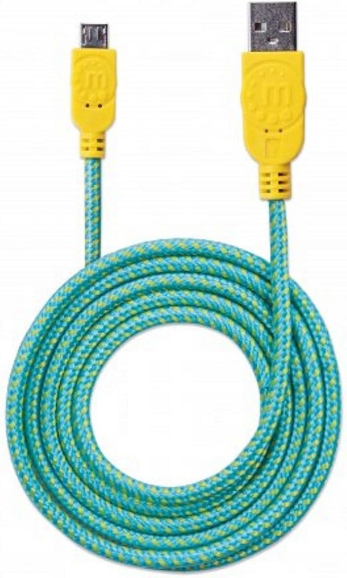 Manhattan 6 ft. ( 1.8 m) Unique Teal/Yellow Micro USB Cable