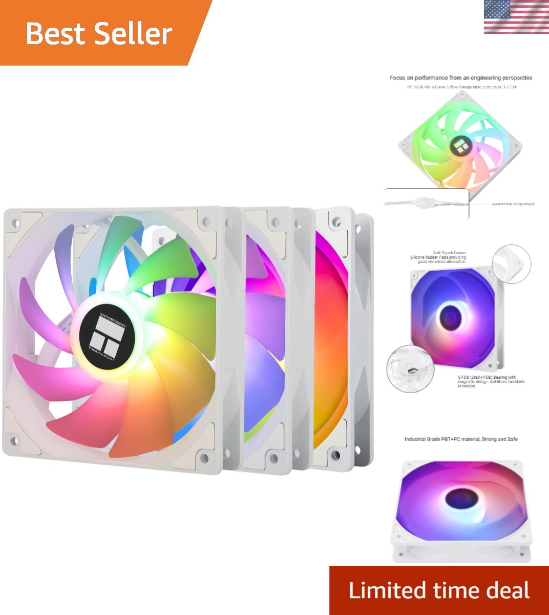 High-Performance 120mm 4-Pin CPU Fan - Silent Operation & ARGB Effects (3 Pack)