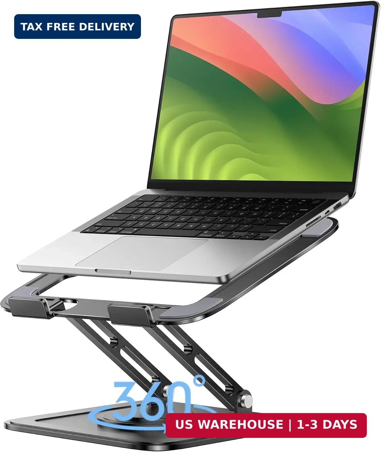 LOXP Adjustable Laptop Stand, Computer Stand with 360 Rotating Base, Ergonomic L