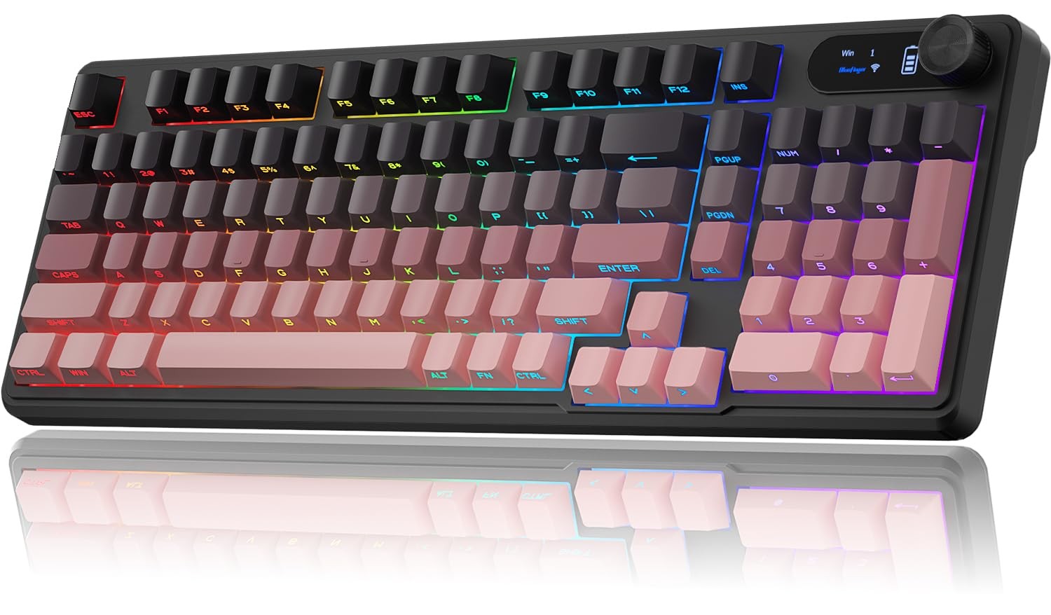Wireless Gaming Keyboard, RGB Backlit, Tri-Mode Bluetooth/2.4G/USB-C, 98 Keys...