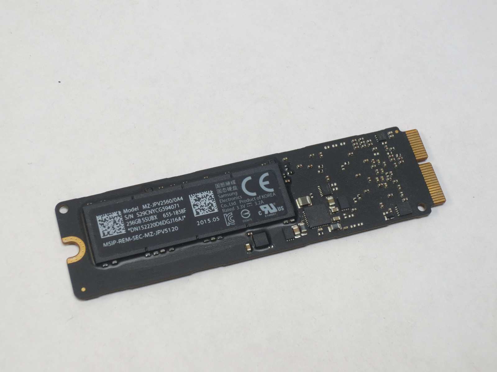 Apple Samsung 256GB SSUBX PCIe SSD Solid State Drive 655-1858F, MZ-JPV2560/0A4