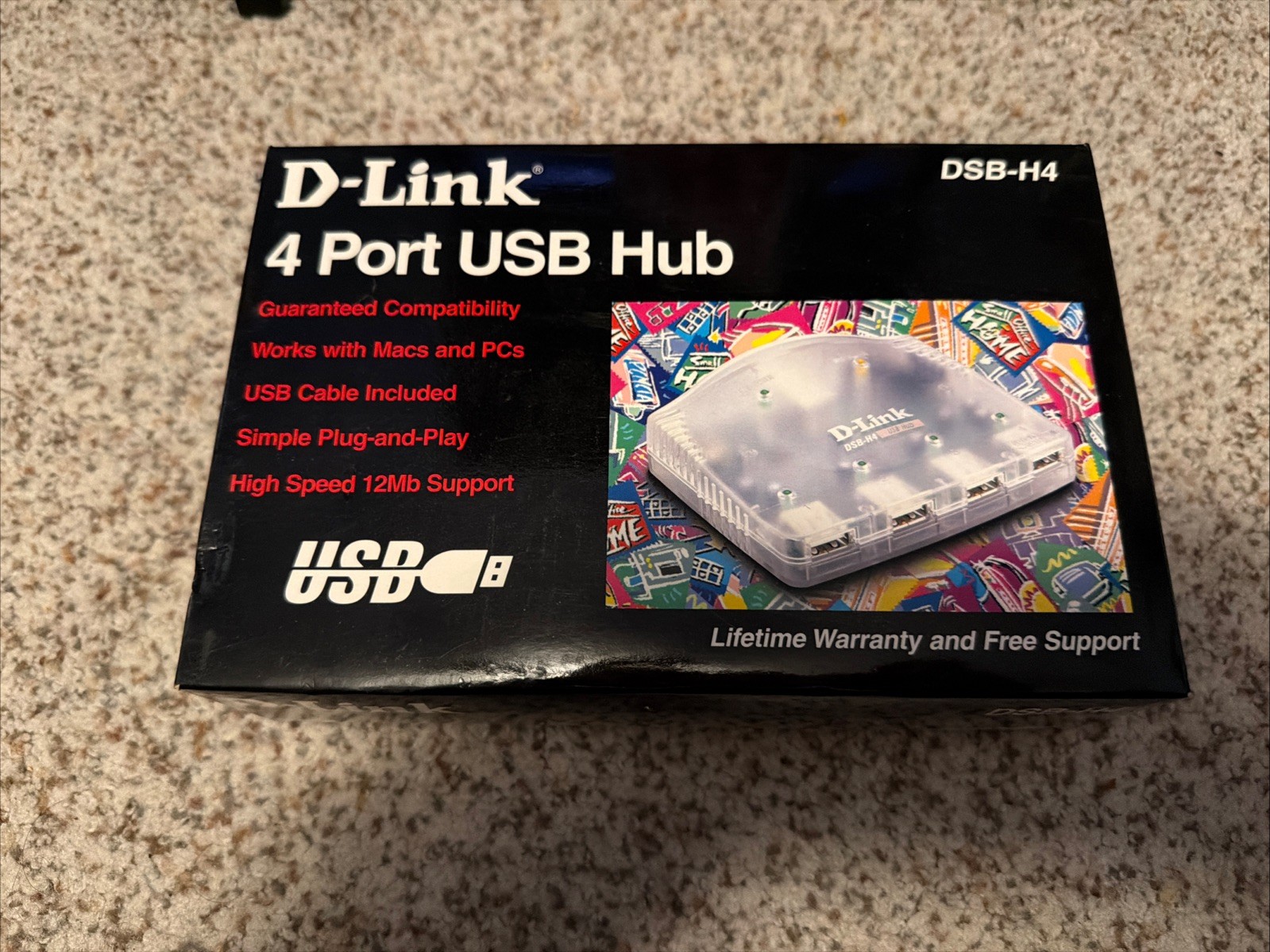 D-link 4 Port USB Hub DSB-H4, Mac & PC, New Sealed