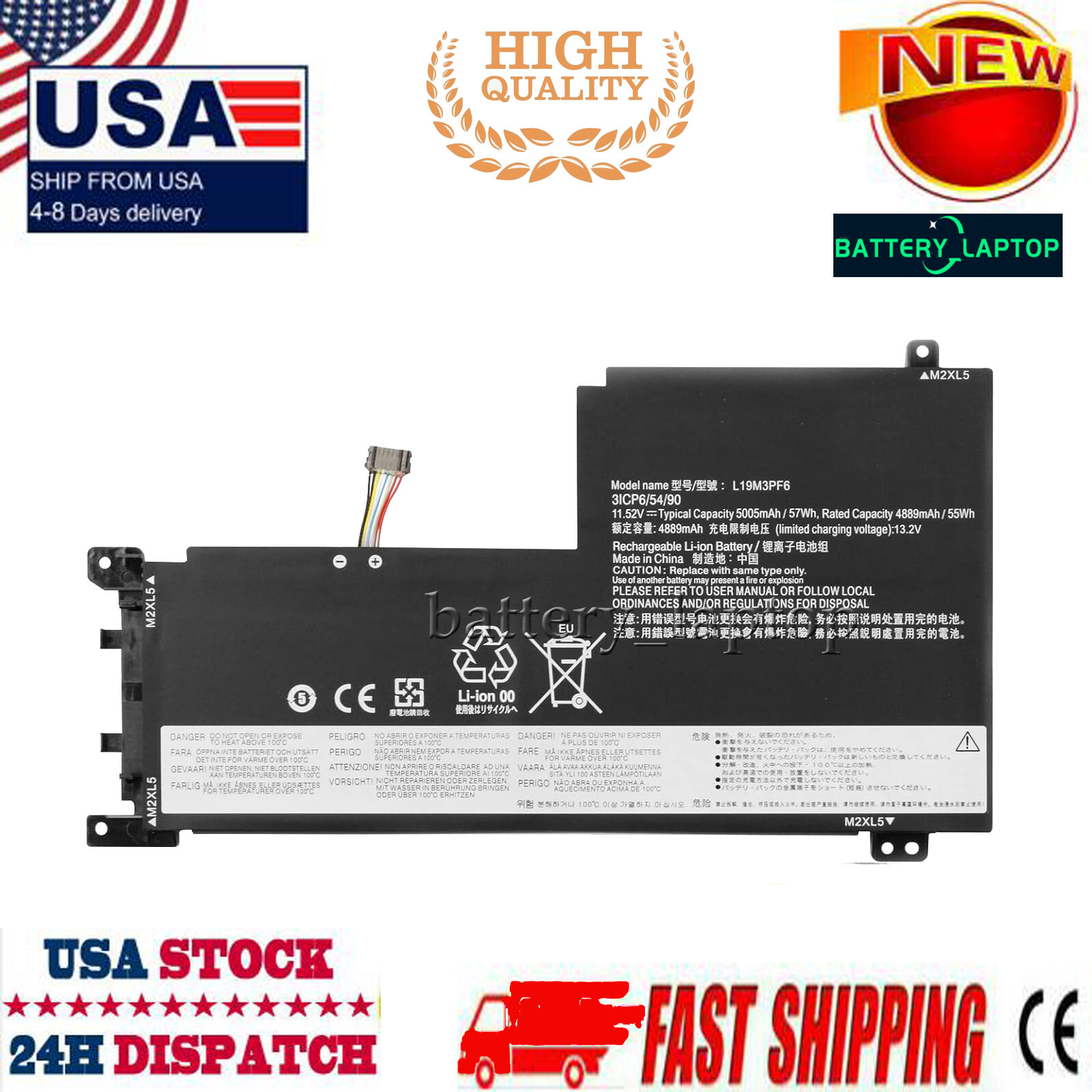 L19M3PF6 L19C3PF5 L19L3PF2 Battery For Lenovo Ideapad 5-15IIL05 5-15ARE05 5-15IT