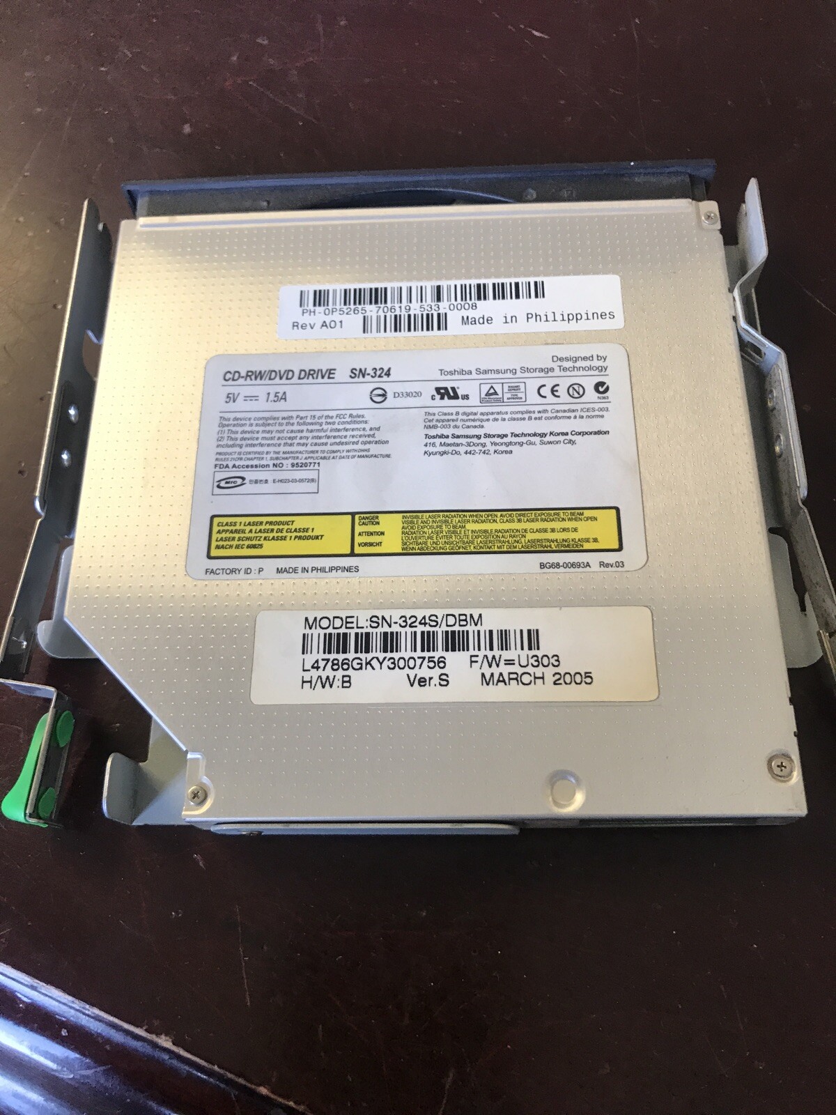 Toshiba/Samsung CD-RW/DVD Drive SN-324