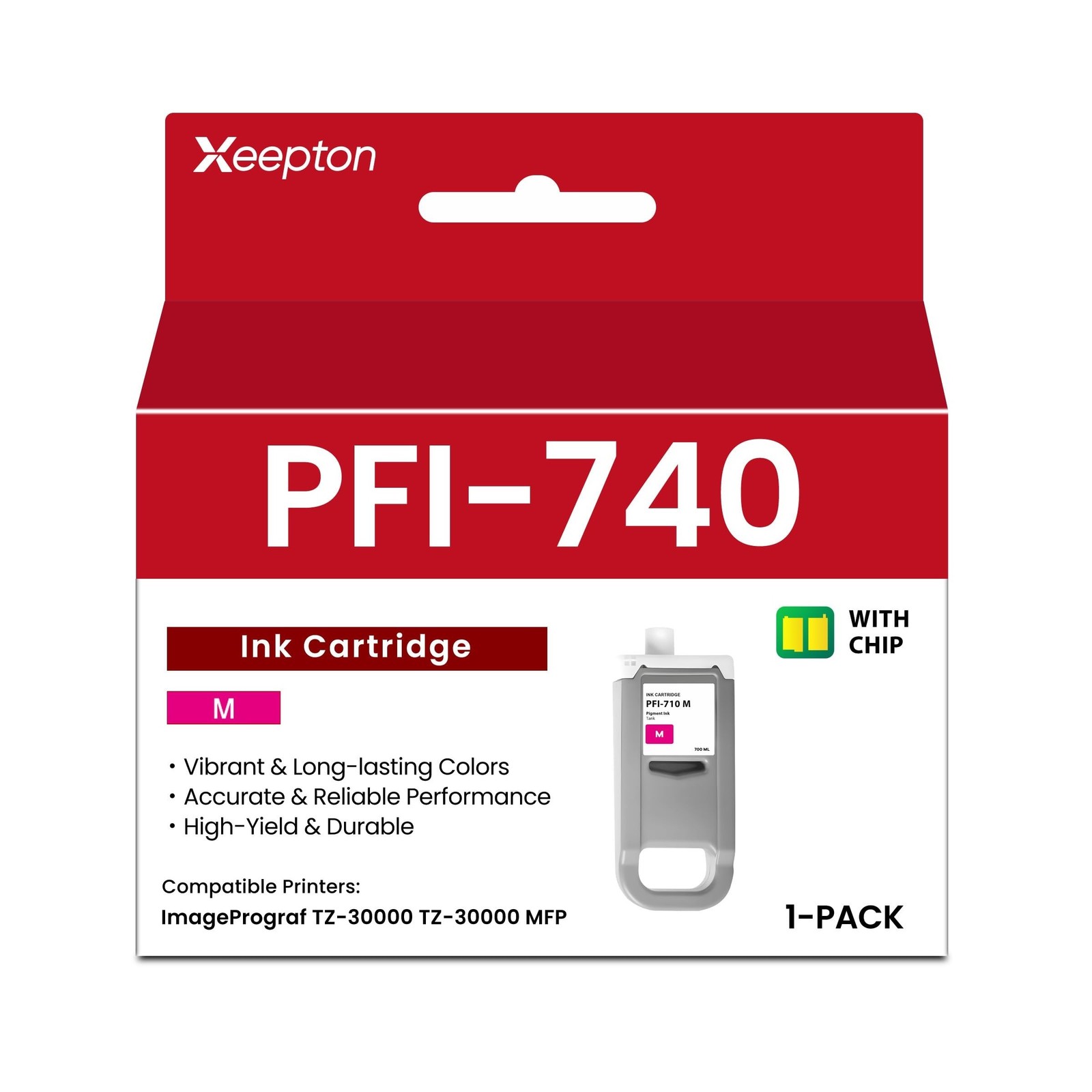 PFI-740M Ink Tank (with New Chip) Replacement for Canon PFI-740 PFI740 Magent...
