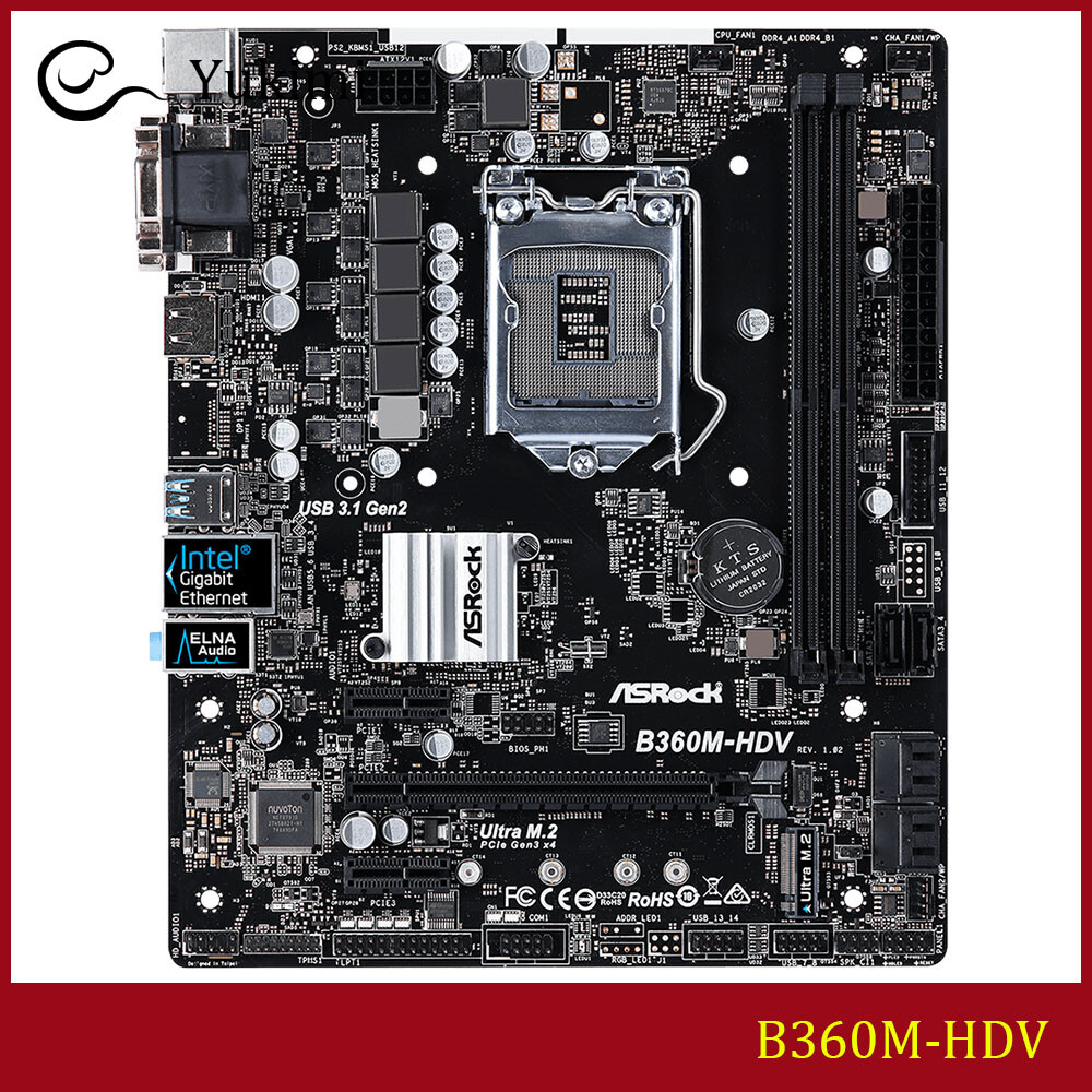 FOR ASROCK B360M-HDV LGA 1151 32GB DVI HDMI VGA Micro ATX Motherboard Test OK
