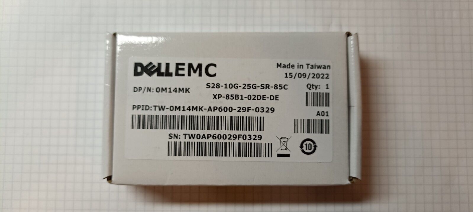 Dell S28-10G-25G-SR-85C 10/25GbE Dual Rate SFP28 SR 85C Transceiver P/N: 0M14MK