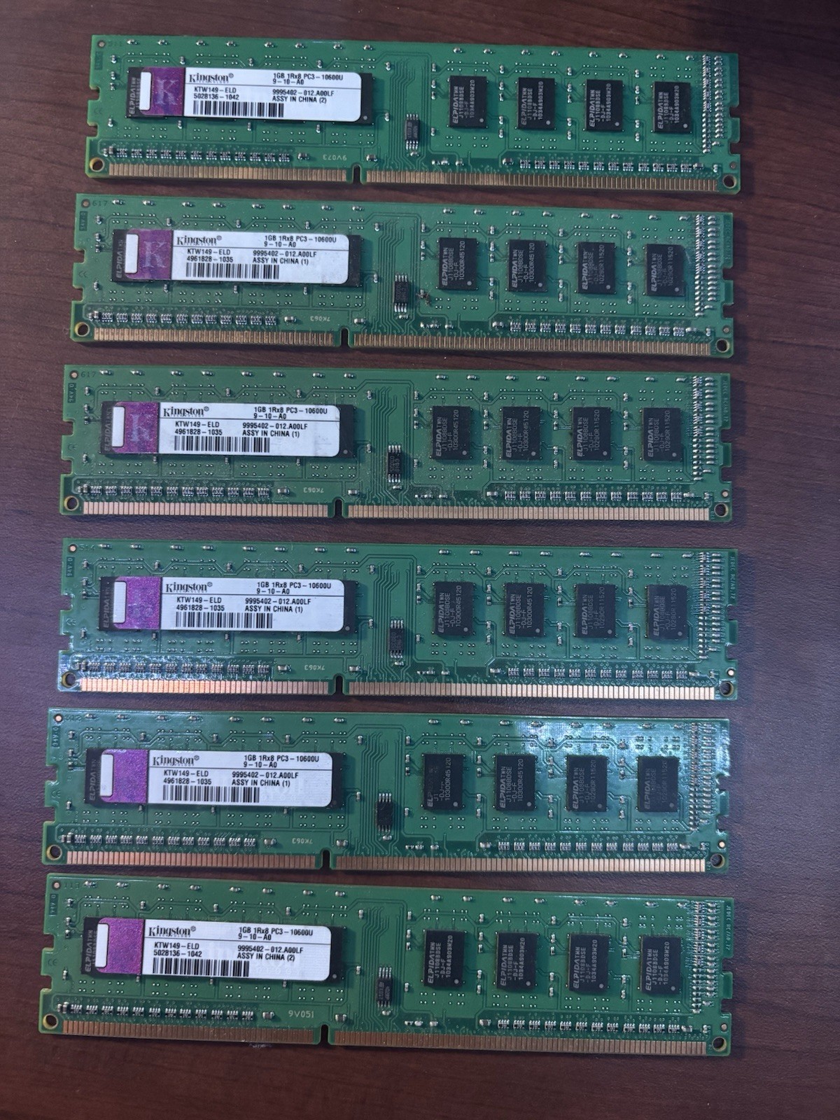 6GB (6x1GB) Kingston DDR3 1333MHz PC3-10600 Desktop RAM KTW149-ELD 