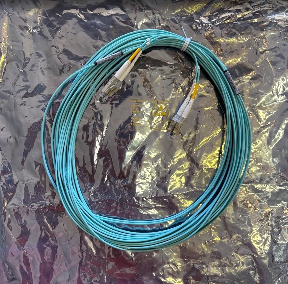 Lot of 5 LC-LC Duplex Fiber Patch Cable 10M - OM3 - 50/125 - Corning ClearCurve