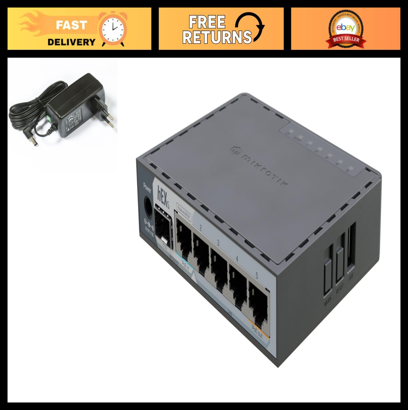 Compact Wired Router with 2.5G SFP Port, 5x Gigabit Ethernet, PoE, USB, Dual-Cor