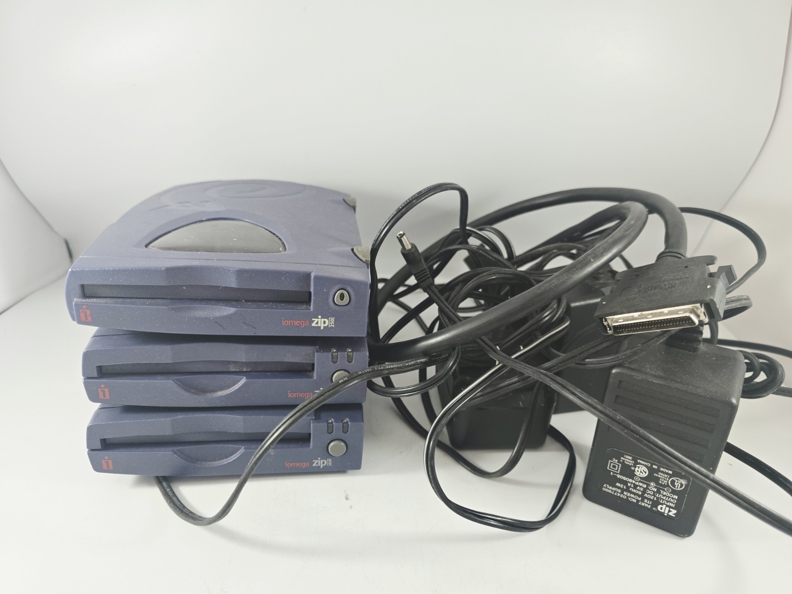 Lot 3 Iomega Zip Drives Zip 250 & Zip 100 TESTED Working w Power Cables Bundle