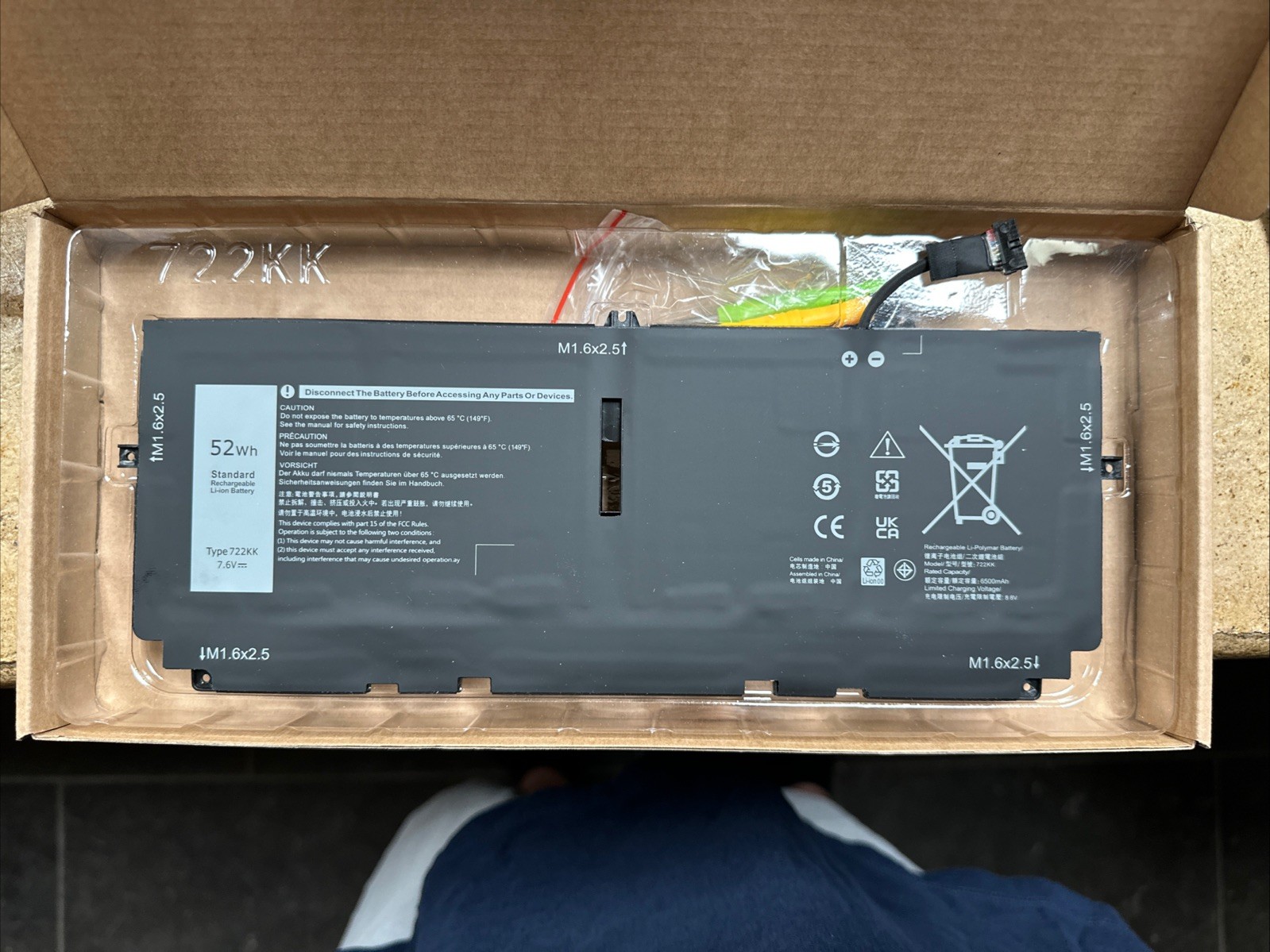 722KK Battery For XPS 13 9310 9300 9380（2020）0WN0N0 02XXFW FP86V P117G002 P117G