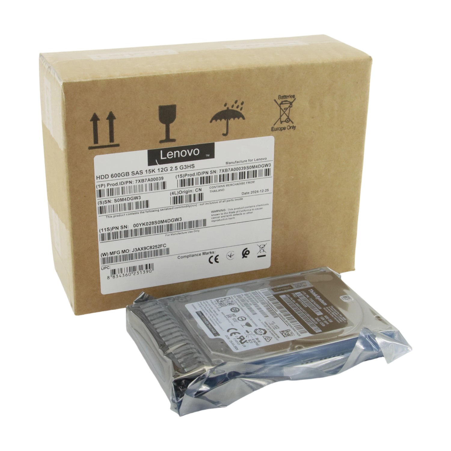 7XB7A00039 Lenovo 00YK028 600GB 2.5'' 15K 12GB/s SAS Internal Hard Drive US
