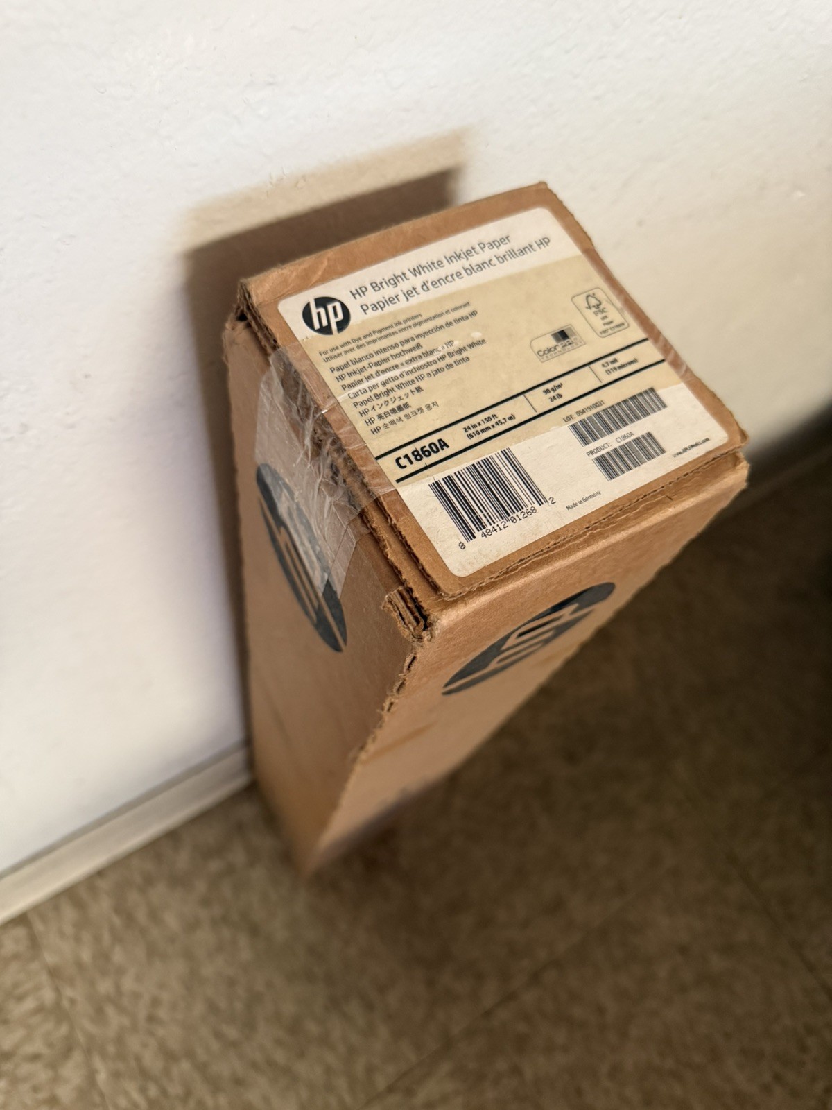 HP C1860A Bright White Inkjet Paper Roll 24” x 150 ft 90gsm NEW SEALED