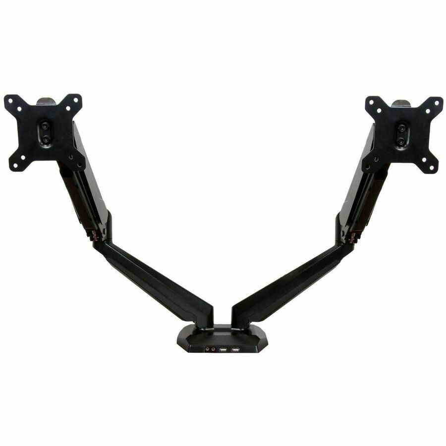 StarTech Desk Mount Dual Monitor Arm with USB & Audio, Desk Clamp Ergonomic VESA