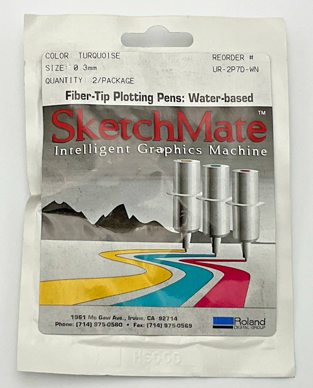 Roland SketchMate UR-2P7D-WN TURQUOISE Fiber-Tip Plotting Pens Sealed 2 Pack NOS