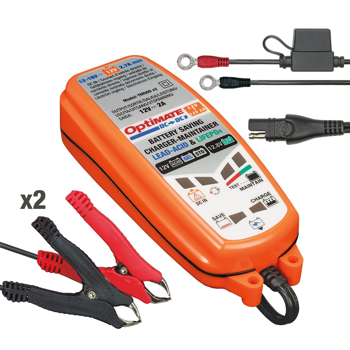 TecMATE Optimate TM-500v3 DC to DC 12V/12.8V 2A 6-Step Battery Charger