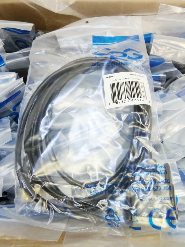 60x C2G 2M HDMI to DVI Digital Video Cables \ Lot of 60 New Cables