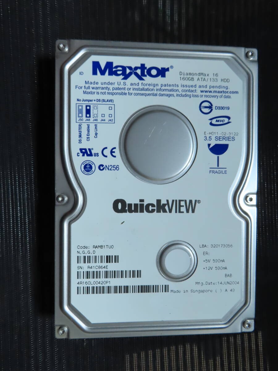 M0870 Maxtor DiamondMax 16 Quick View HDD 160GB SATA 3.5-inch Internal