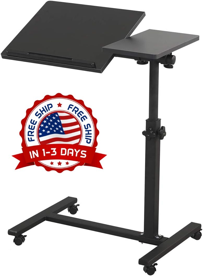 Escritorio Con Ruedas Portatil Ajustable Mesa Para Laptop ט Computadora De Cama.