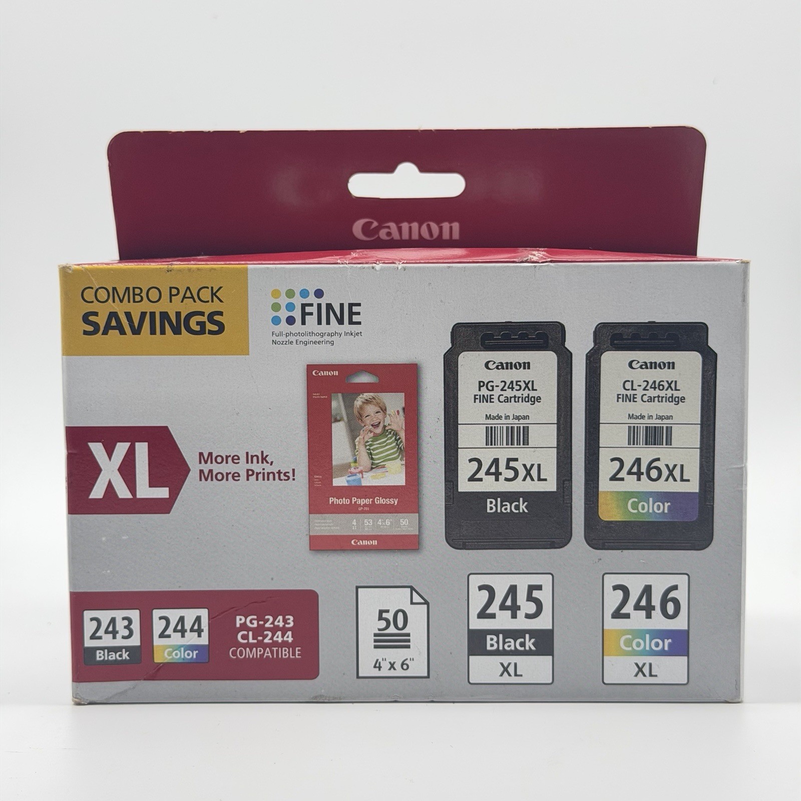 Canon PG-245XL Black & CL-246XL Color Ink Cartridge Set 8278B005 Genuine Sealed