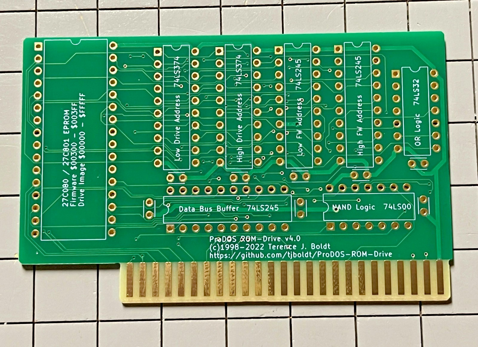 Apple II ProDOS 1MB read-only drive v4.0 PCB Only TJBOLDT