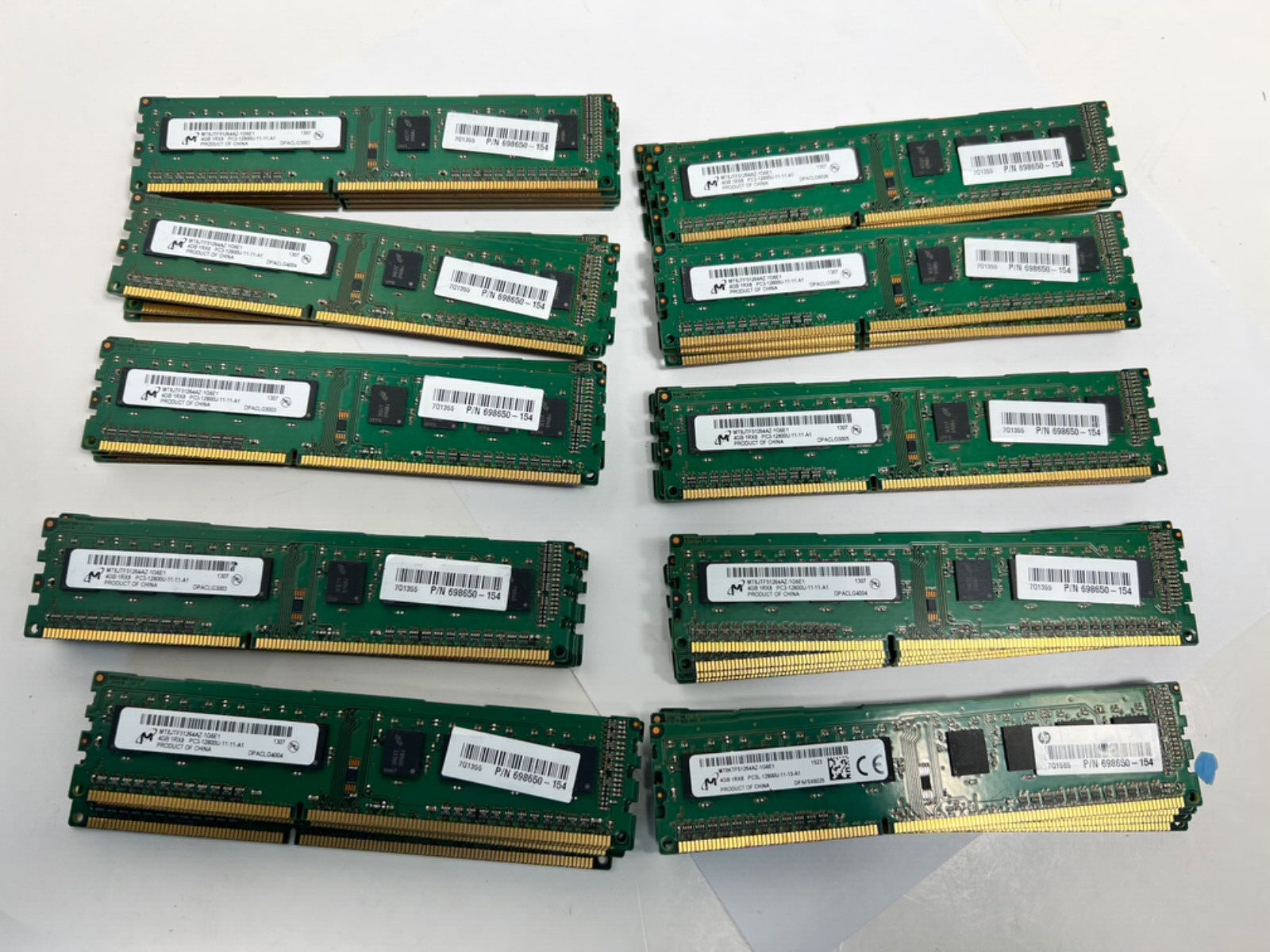 Lot of 56 Micron 4GB 1Rx8 PC3-12800U MT8JTF51264AZ-1G6E1 non-ECC RAM 224GB ~ HVD