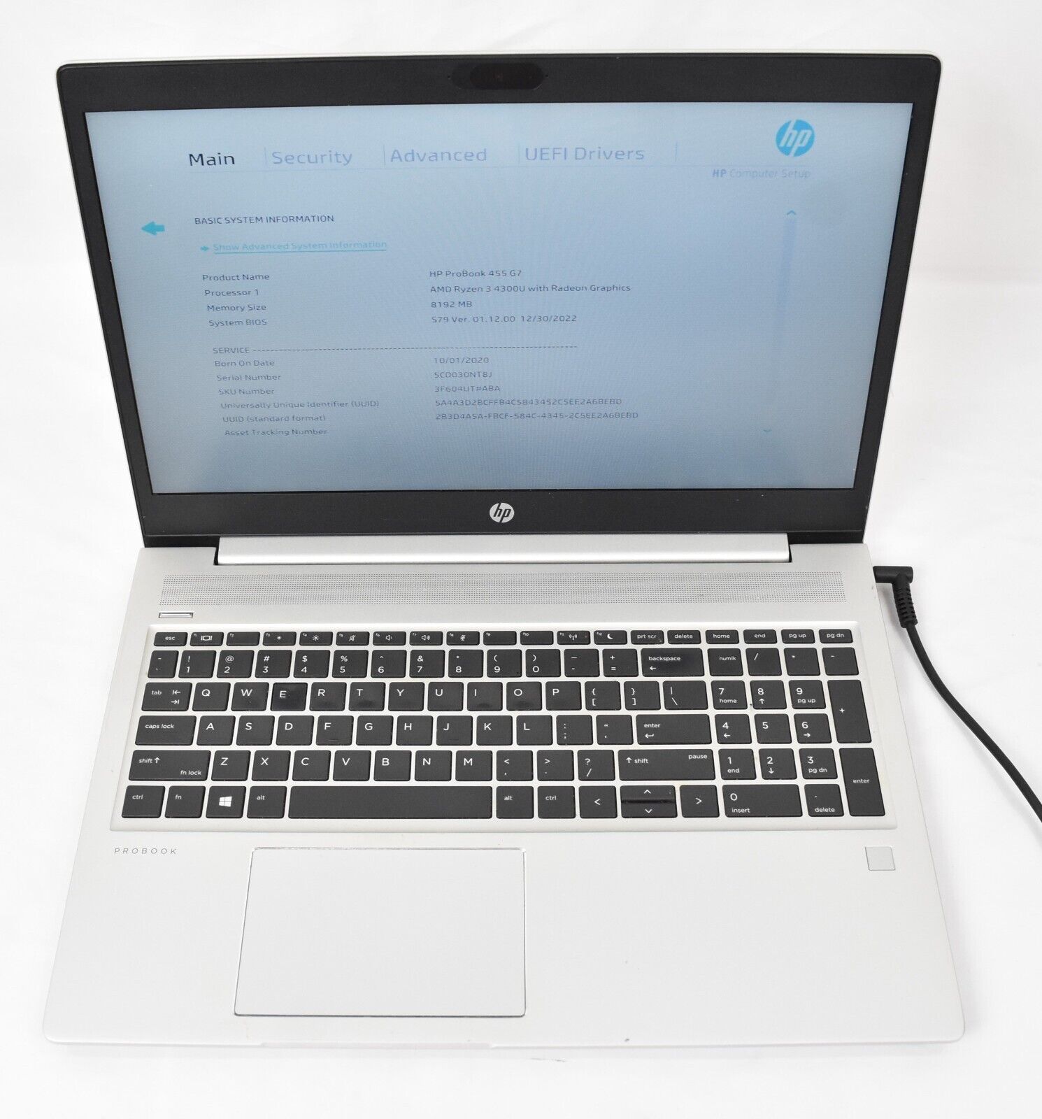 HP ProBook 455 G7 Laptop Ryzen 3 4300U 2.7GHz 8GB 256GB SSD For Parts / Repair