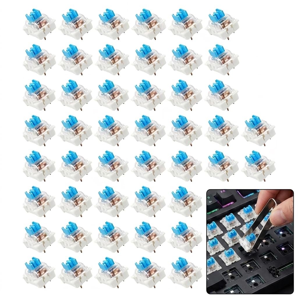gblckadof 50 Pcs Mechanical Keyboard Switches, 3 Pin Clicky