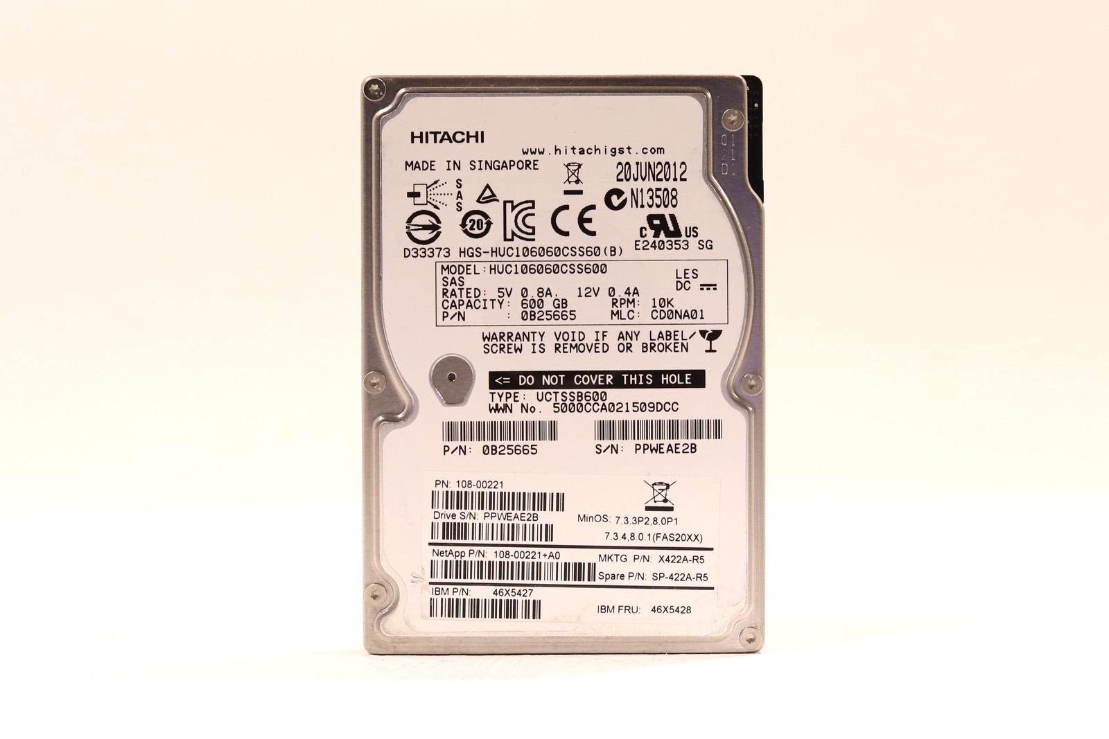 Hitachi HUC106060CSS600 600GB 2.5" 6Gb/s 64MB 10K RPM SAS HDD P/N:0B25665 Tested