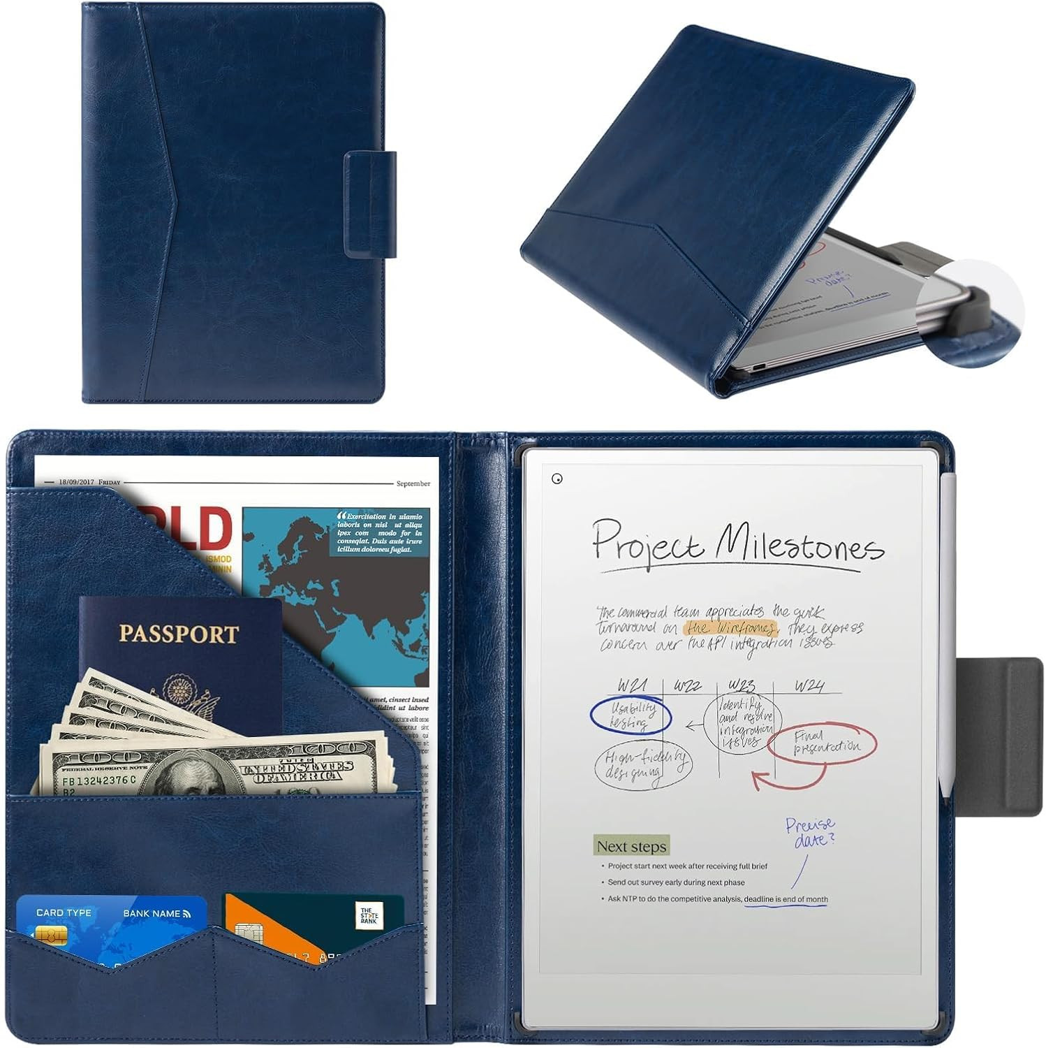 Cobak Premium PU Leather Case Remarkable Paper Pro 11.8" (2024) Slim - Navy Blue