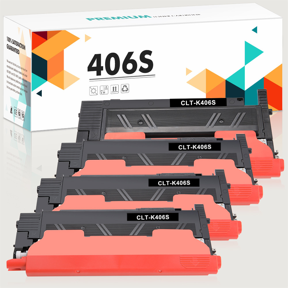 4PK CLT-K406S for Samsung 406S BLACK Toner Cartridge CLP-365W CLX-3305FW C460FW