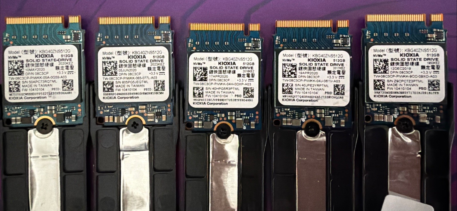 Kioxia (TOSHIBA) 512GB NVMe Lot Of 5  SOLID STATE DRIVE SSD 512GB Tested/working
