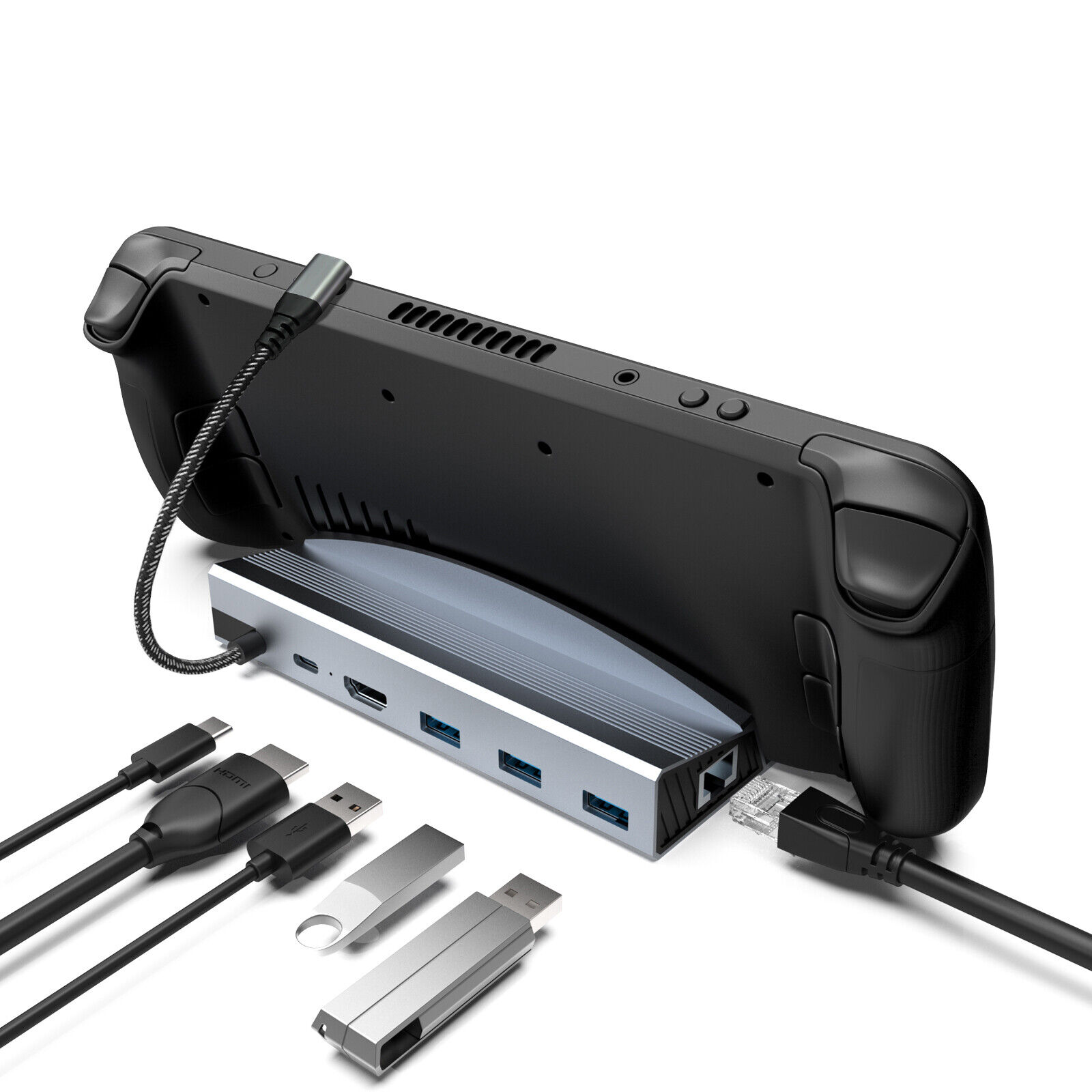 9 in 1 Multiport USB-C Hub HDMI RJ45 VGA SD/TF Card USB3.0 For Laptop/Steam Deck