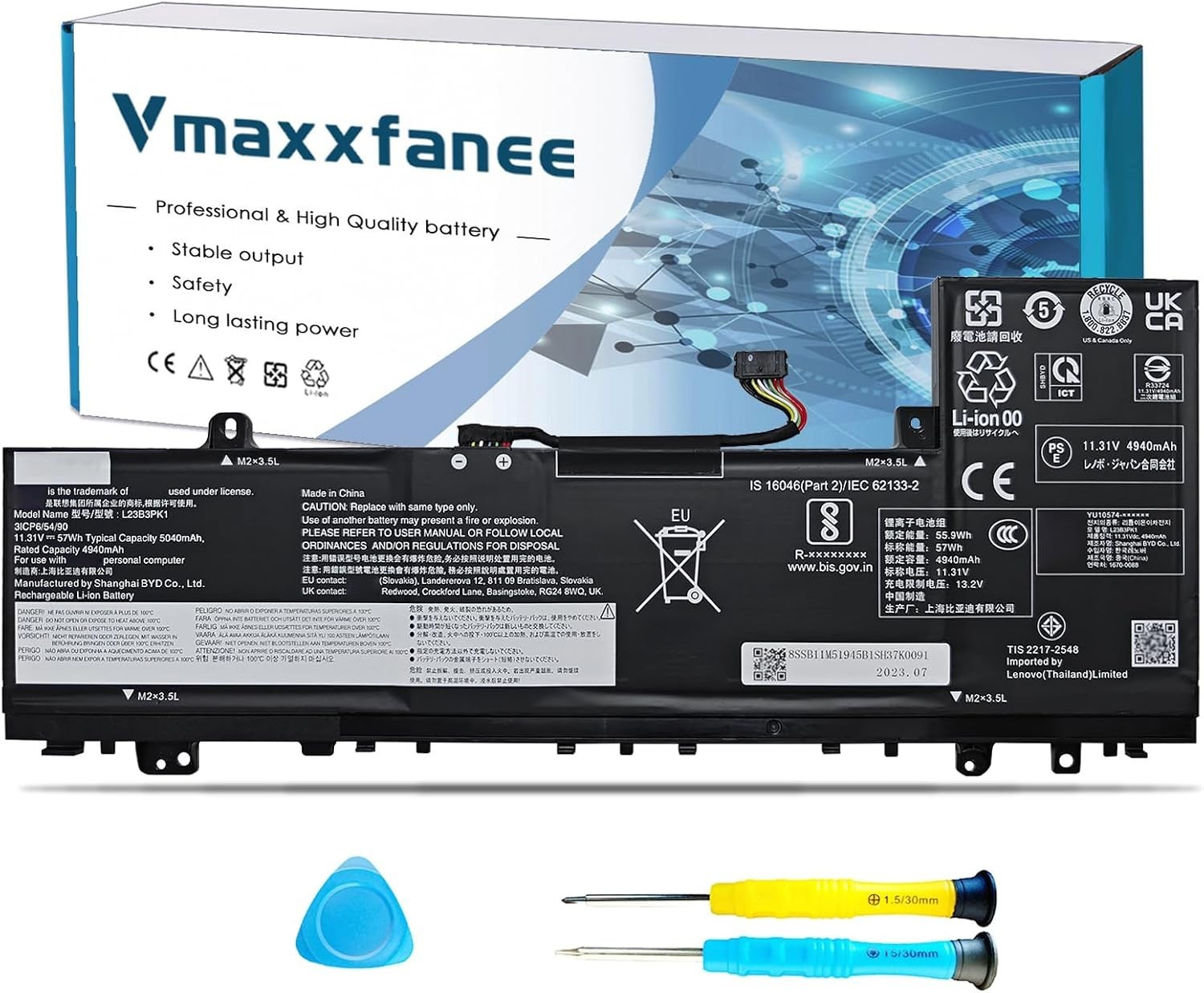 Vmaxxfanee L23B3PK1 57Wh Battery for Lenovo IdeaPad Slim 5 14IMH9 16AHP9